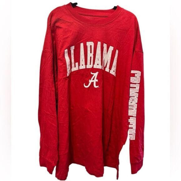 NWT Unisex Crimson Alabama Roll Tide Long Sleeve Crew Neck Tee Shirt - 4XL - Picture 1 of 6
